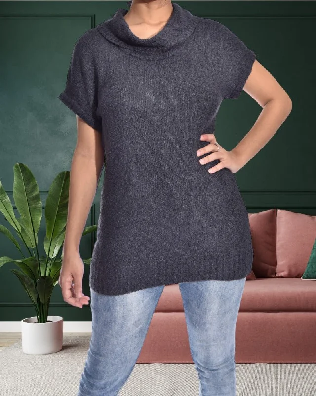 Season Offer Cowl Neck Jersey Charcoal