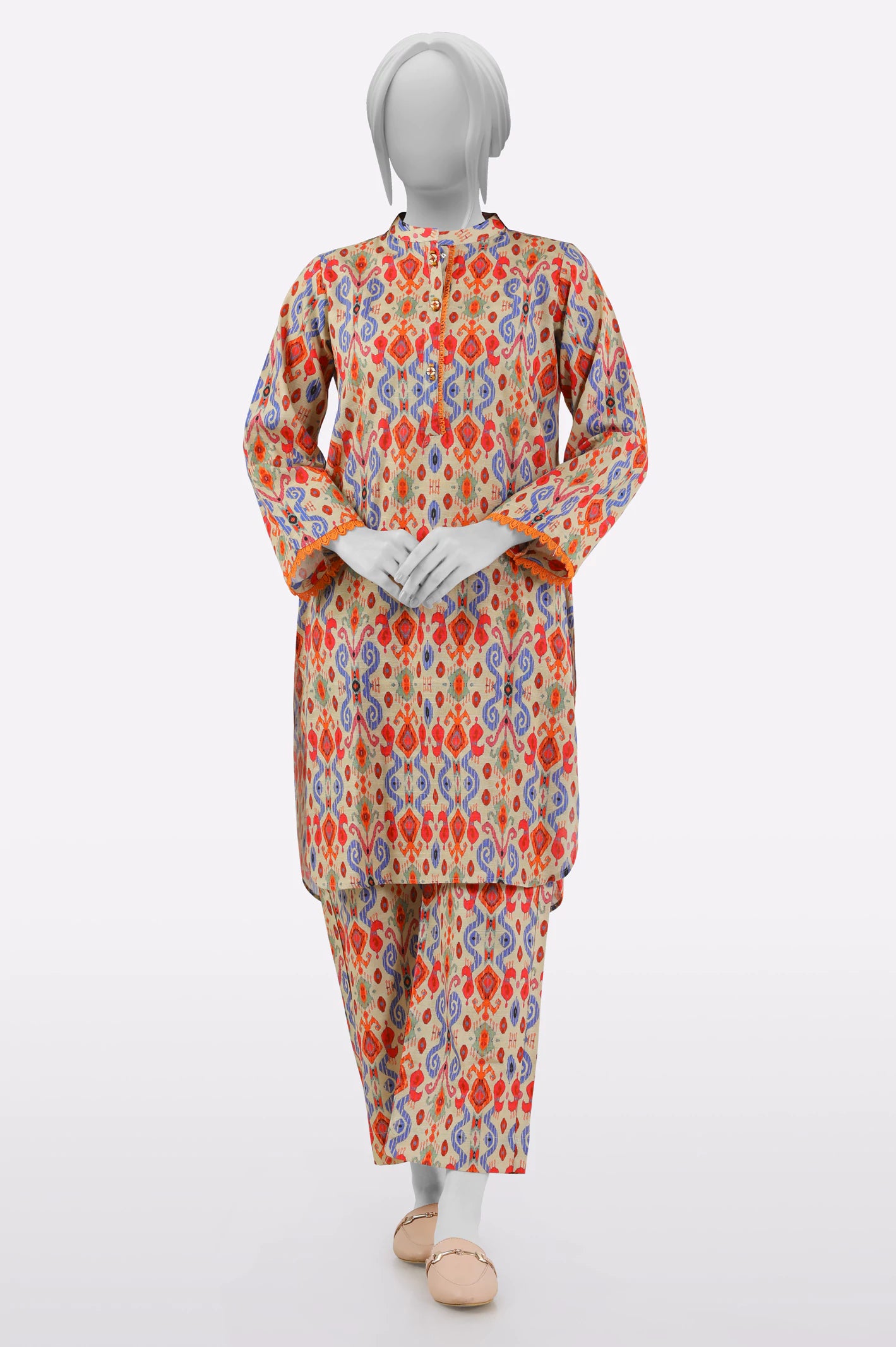 Holiday Glam Dark Beige Printed 2PC