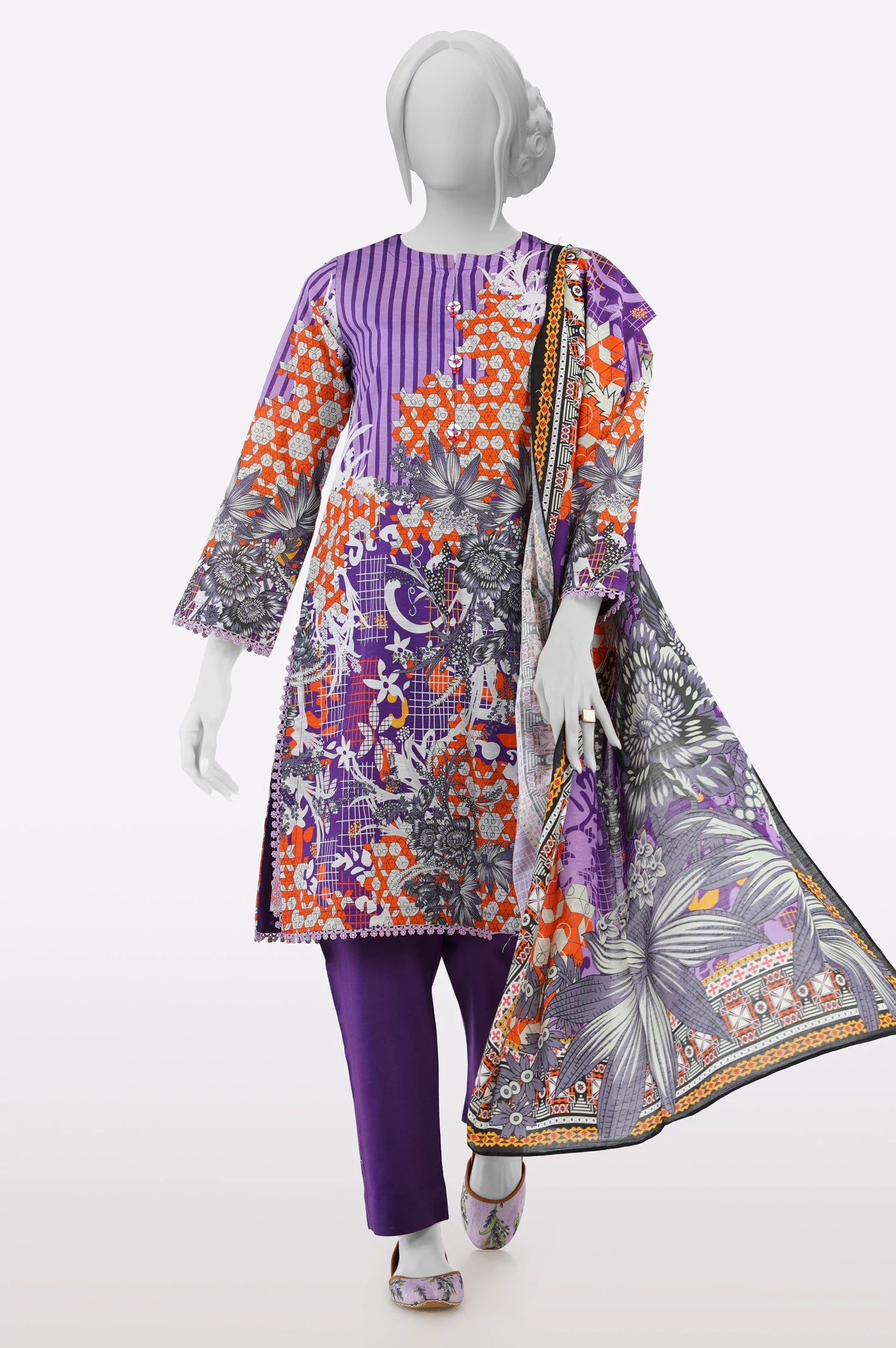 Elegant Fashion Offers Purple Printed 3PC