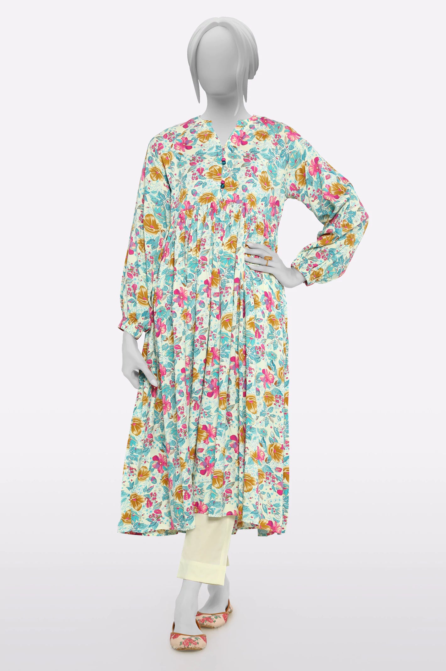 Trend Alert Cream Printed Kurti