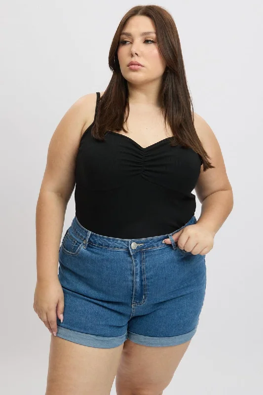 New Season Fashion Preview Black Singlet Top Rib Jersey