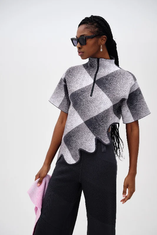 Contemporary Fashion Sale MARGOT PLAID TOP WITH WAVY HEM