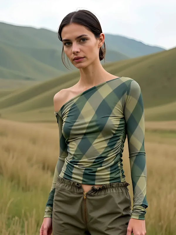 Fashion Essentials Annapurna Green Rhombus Top