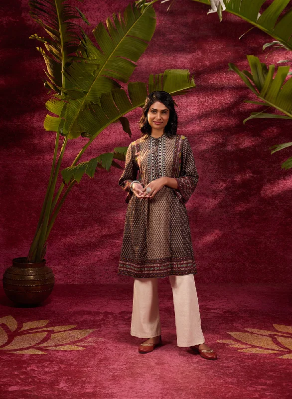 Fashion Forward Lia Coffee Brown Embroidered Cotton Modal Designer Kurta for Women