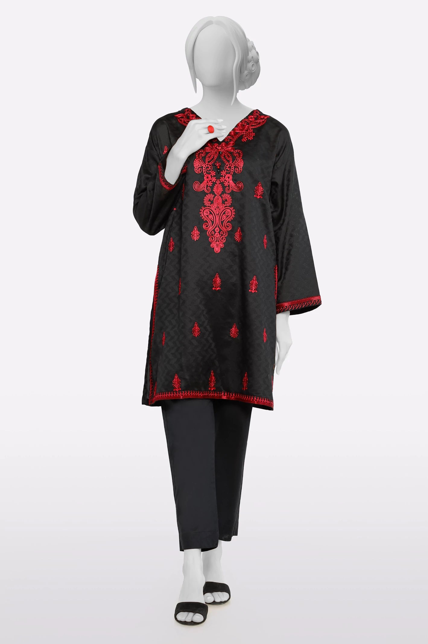 Style Without Limits Black Embroidered Kurti