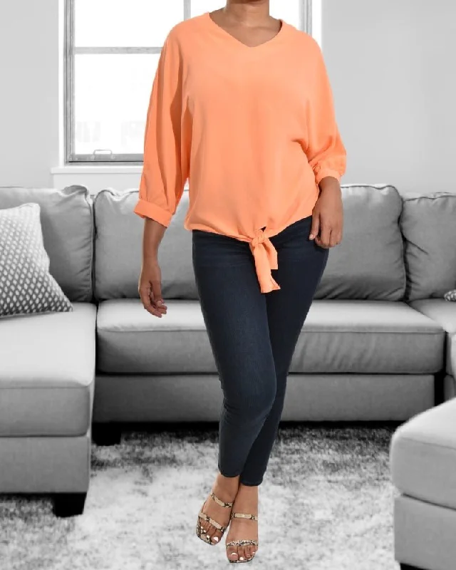 Sustainable Fashion Extravaganza Peach Tie Front Top