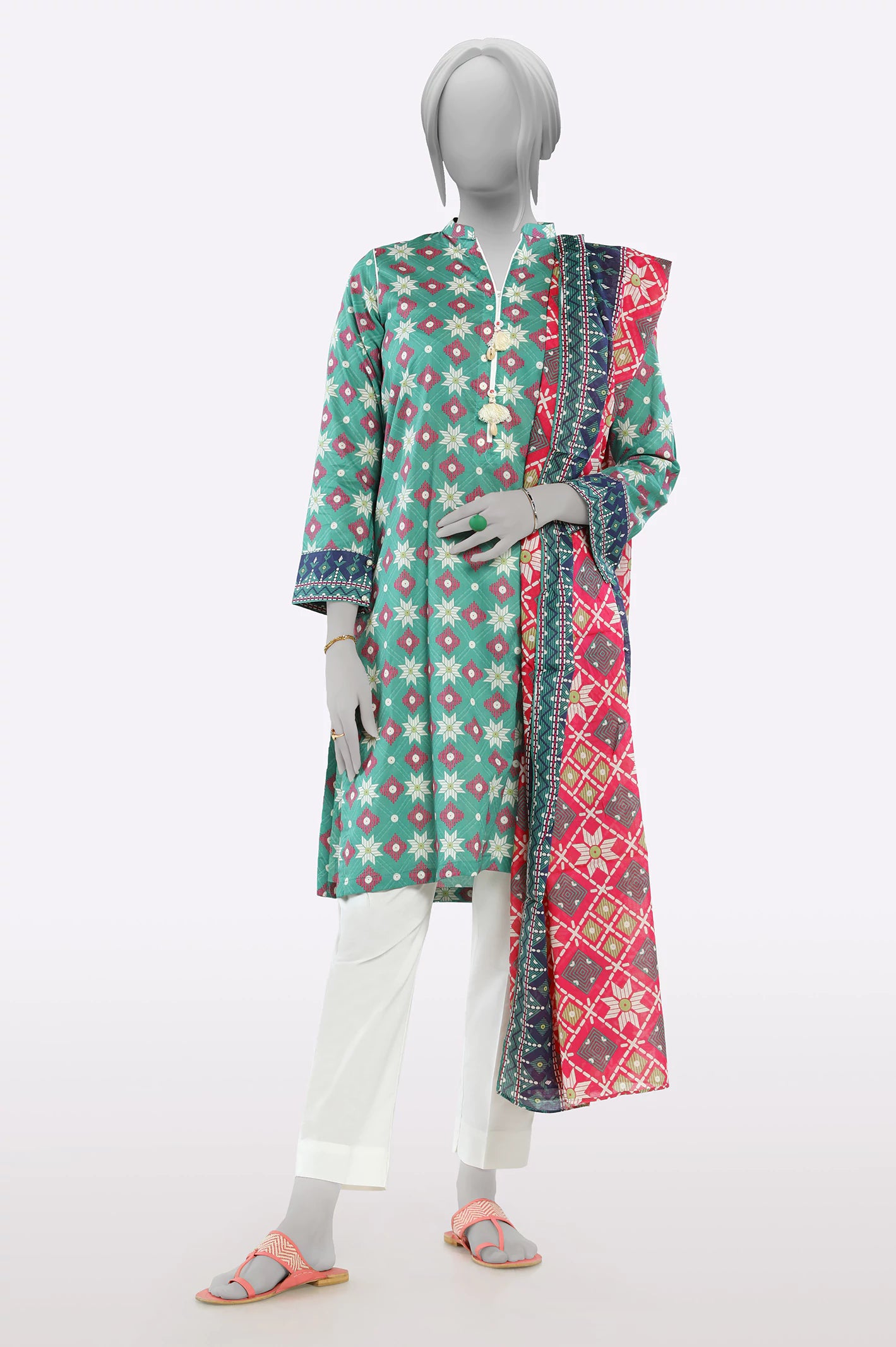 Flash Sale Green Printed Kurti With Dupatta