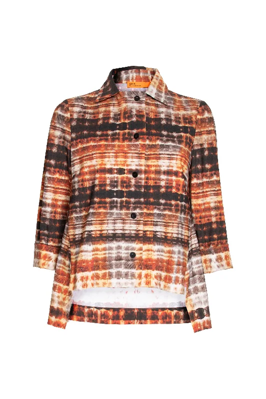 Premium Fashion Open Collar Shirt - Rust Print Jersey 8645