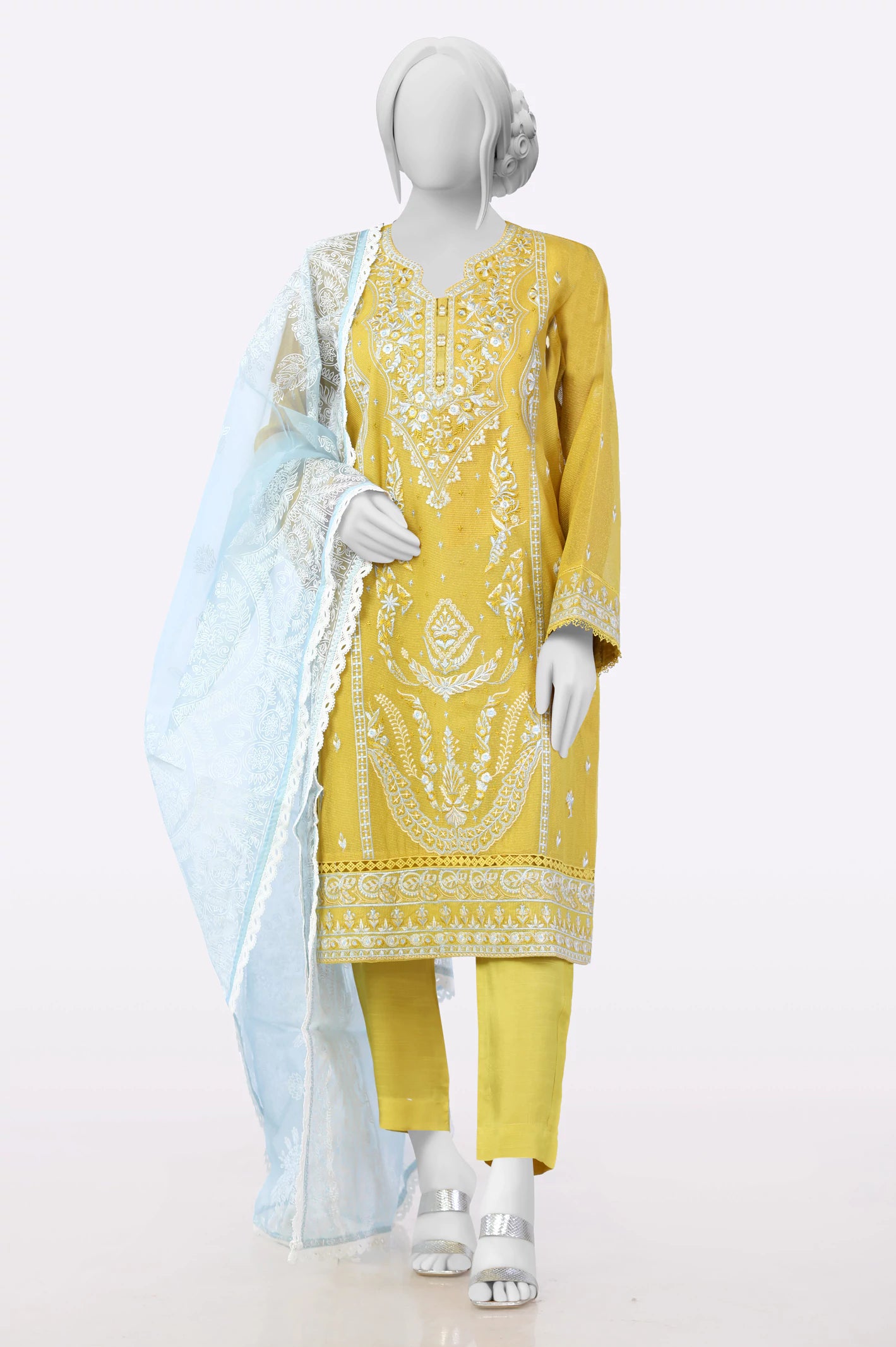 Refined Fashion Sale Yellow Embroidered 3PC