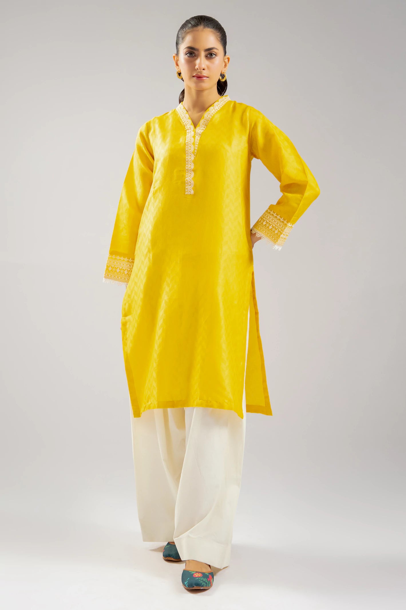 Special Offers, Don't Miss Yellow Embroidered Kurti