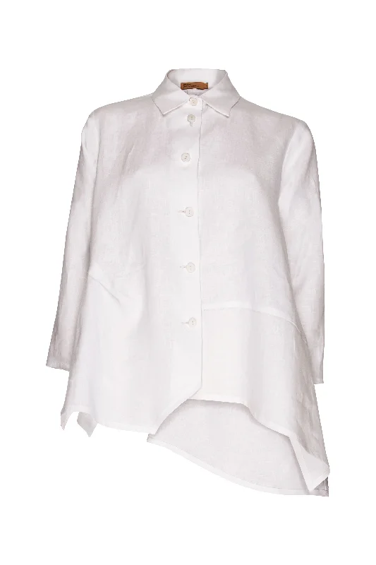 Fashionista Favorites Asymmetric Angle Shirt - White Cotton 5048