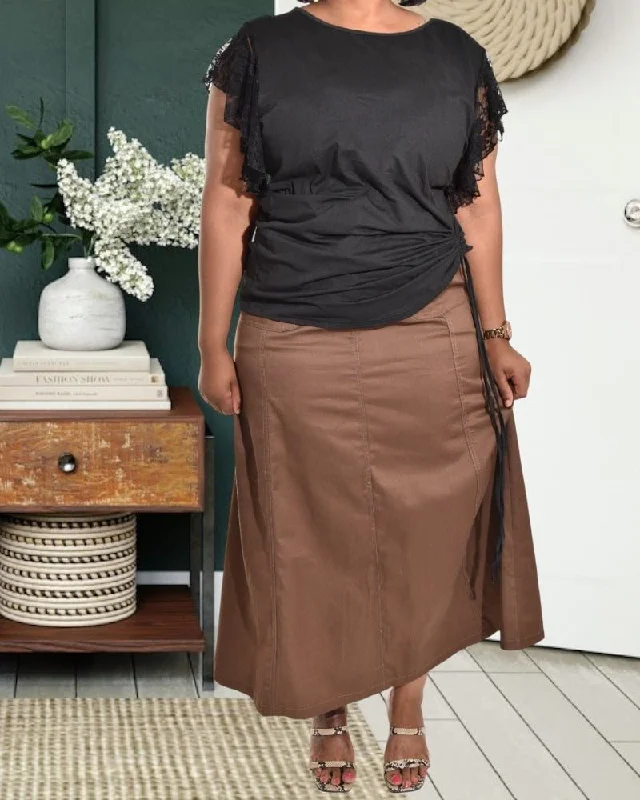 Bold Fashion Sales Ladies Black Side Ruched Top