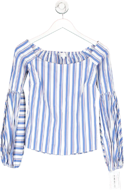 Fashion Sale Caroline Constas Blue Off The Shoulder Striped Top UK XS