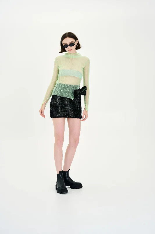 Limited Stock, Big Discounts JUWON ORGANZA PLEATED SHEER TOP