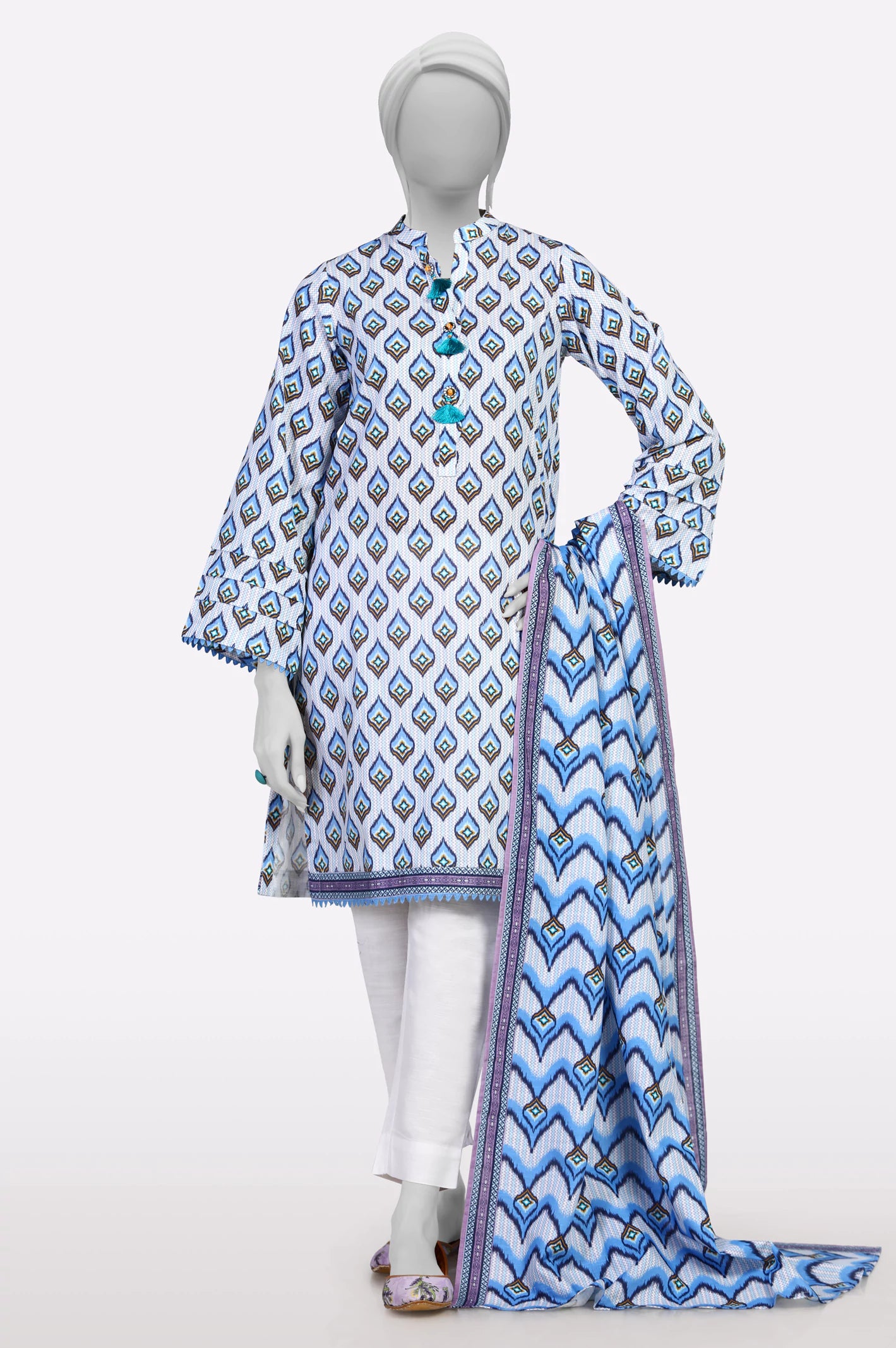 Casual Chic Deals Blue Printed 3PC