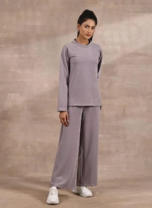 Unleash Your Style Purple Full-Sleeve Round Neck Track Suit