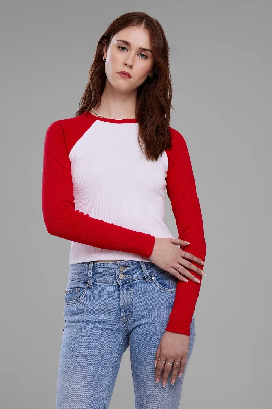Limited Time Offer Chandail manches longues raglan contrastantes - Femme