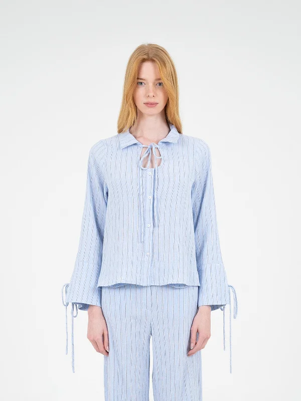 Evening Elegance Skyline Blue Striped Shirt