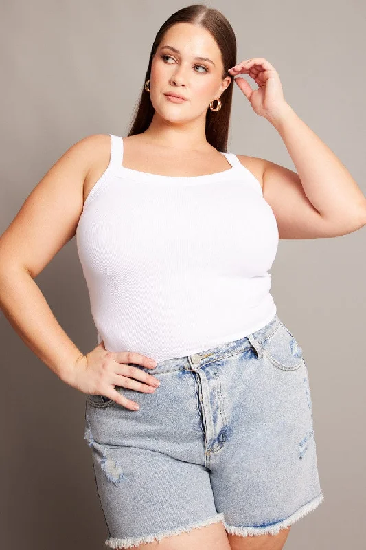 Chic & Cozy Collection White Singlet Skinny Fit Round Neck