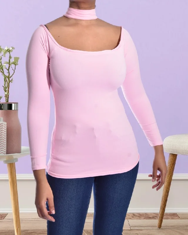 Stylish Savings Ladies Pink Choker Top