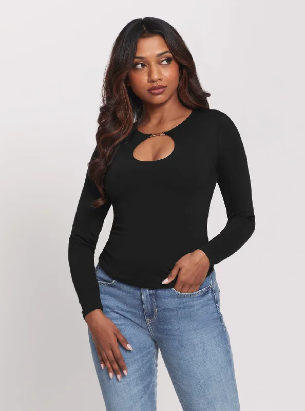 Shop The Hottest Deals Black Keyhole Morgen Top