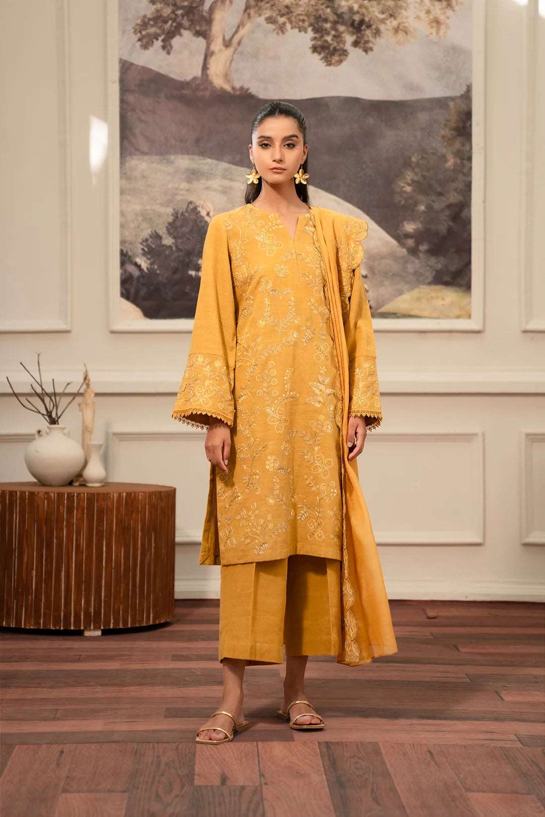 You'll Love Us Because 3 Piece Embroidered Khaddar Suit