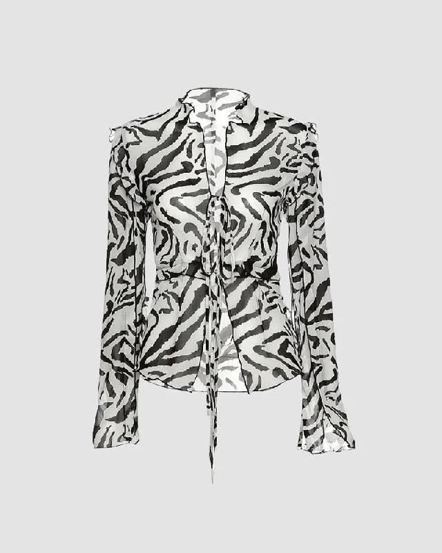 Hot Brand Discounts Stripey Equine Flared Tie Top