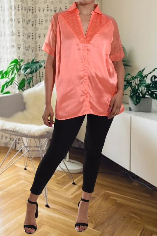 Stylish Statements Orange Satin Shirt
