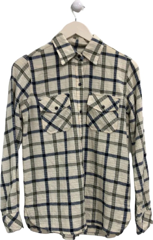 Luxury Casual Deals Current Elliot Beige/Blue Plaid Flannel Shirt