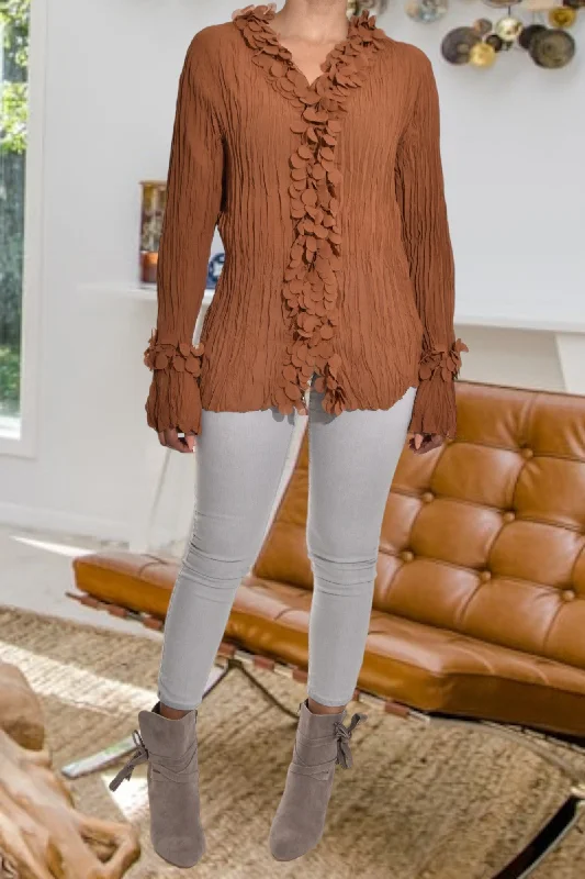 Chic Trends Unveiled Caramel  Fit And Flare Top
