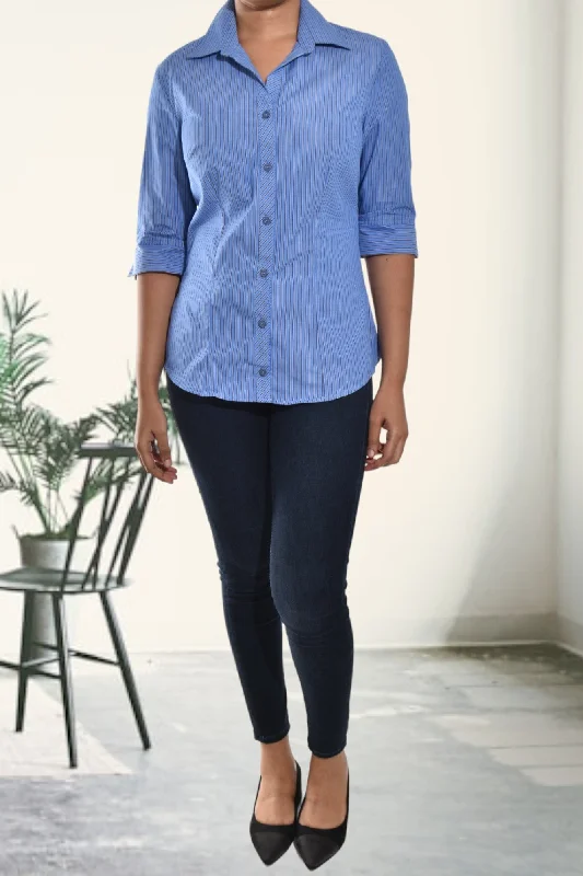 Timeless Style Promotions Ladies Stripe Button Front Shirt
