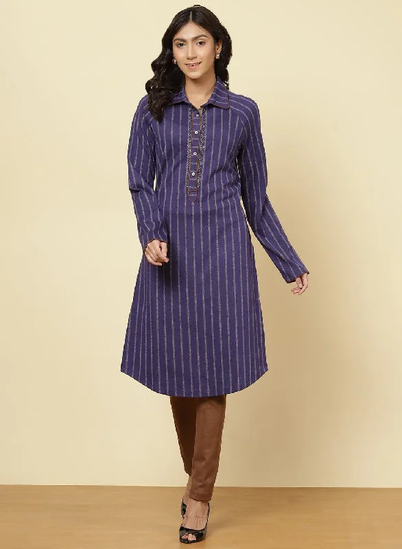 Hot Trends Imperial Blue Striped Kurti