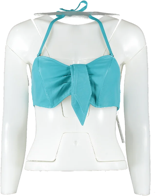 Sustainable Fashion Extravaganza Dodo Bar Or Blue Leather Bralette UK XS