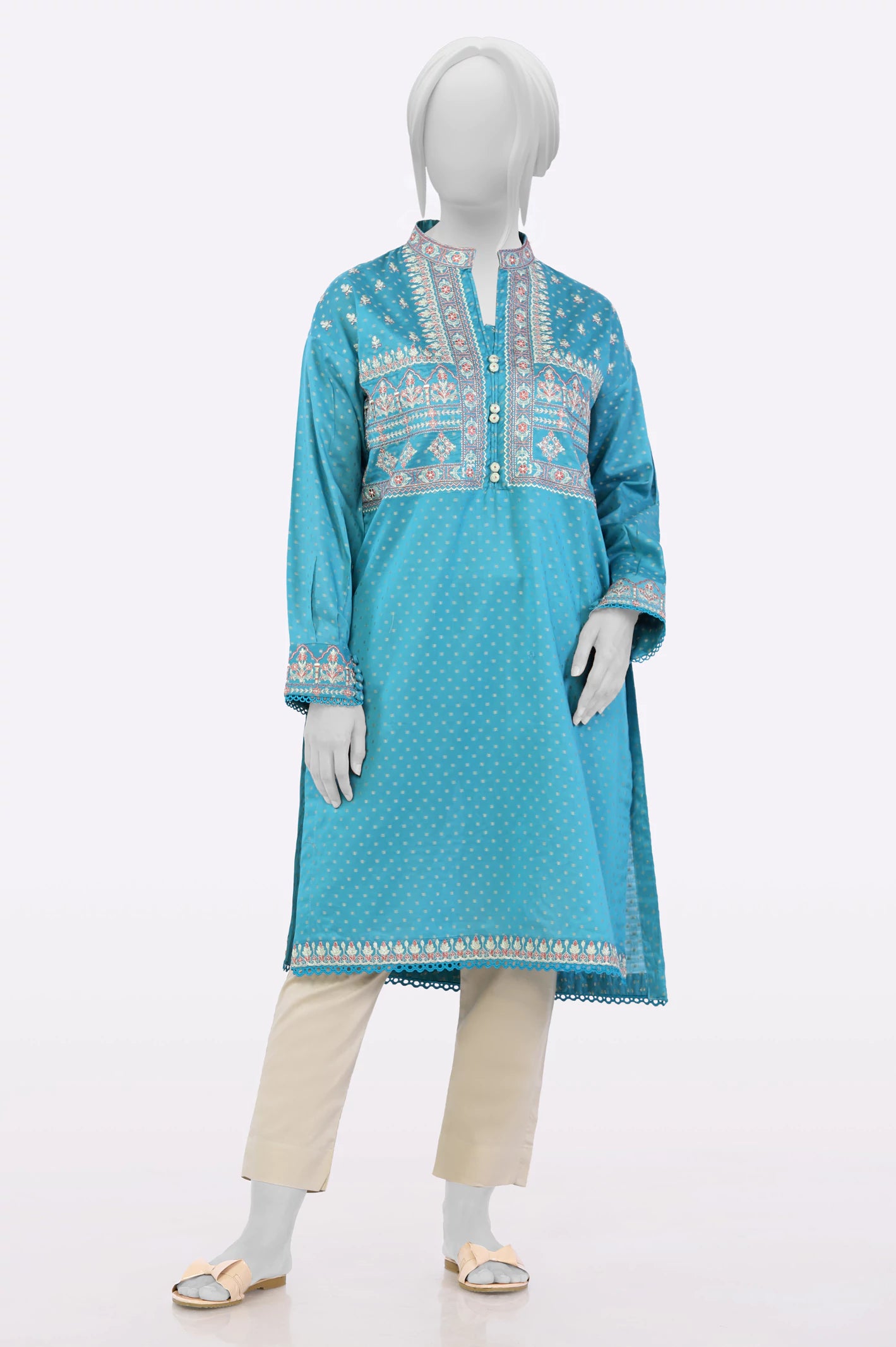 Limited Time Offers Teal Embroidered Kurti