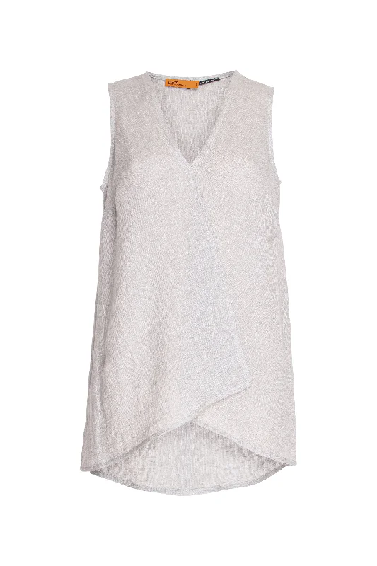 Fashion Forward Linen V Neck Singlet - Silver 9747