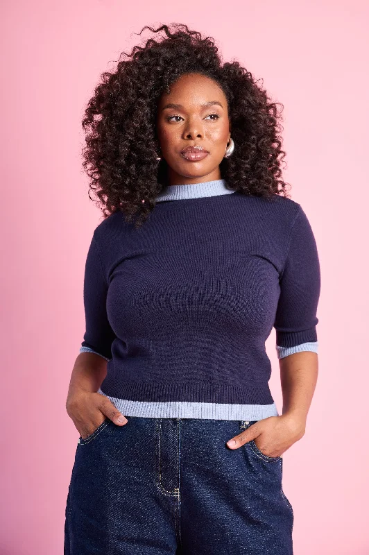 Effortless Style, Endless Impact Ballerina Lightweight Knitwear in Ink/Ice