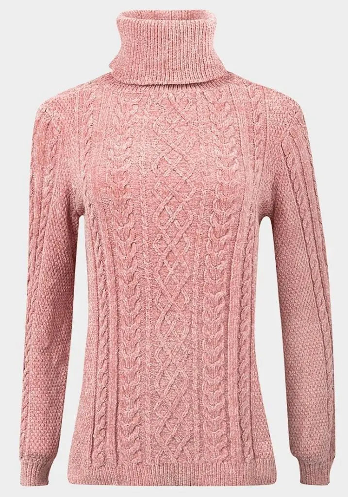 Limited Time Flash Sale De La Creme - Womens Pink Roll Neck Chenille Jumper