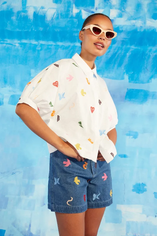 Top Brand Discounts Birds And Flowers Emb Shirt