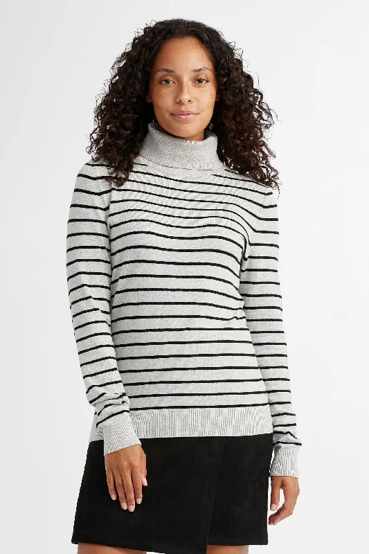 Hot Items Col roulé en tricot semi-ajusté à rayures - Femme