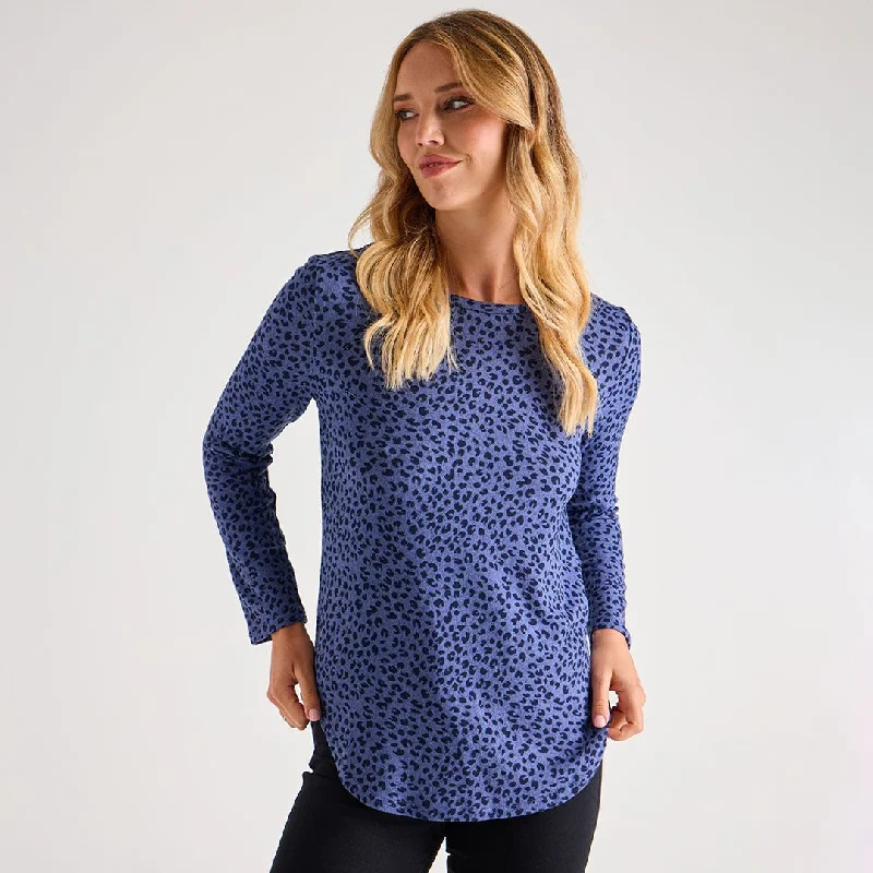 Vintage-Modern Style Offers Ladies Animal Curved Hem Top