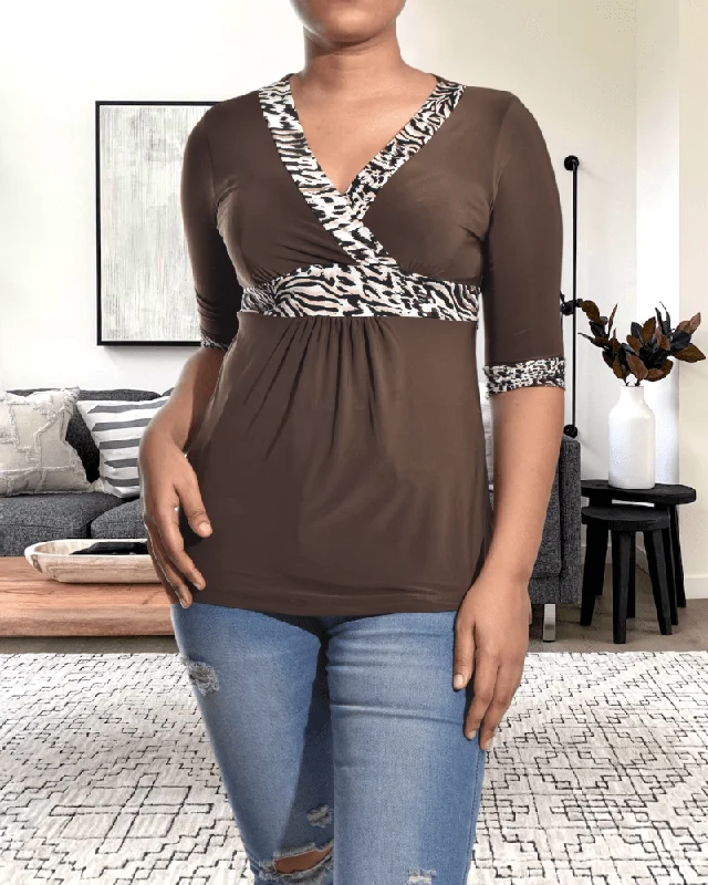End Of Season Sale Brown Tie Back Top