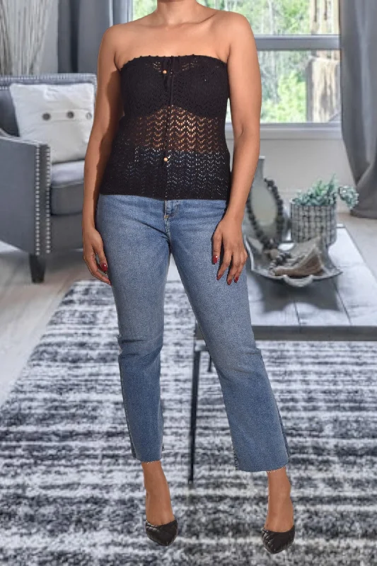 Seasonal Style Discounts Black Crochet Top