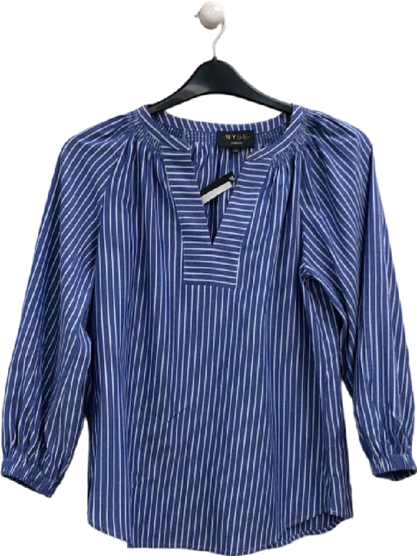 Feminine Luxe Style Sale WYSE LONDON Lorelai Stripe Shirt - Blue  UK 8