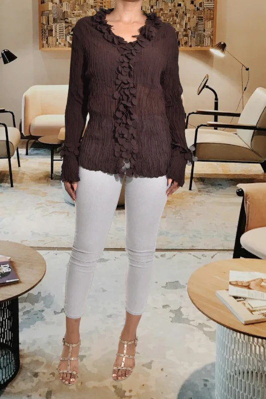 Stylish Statements Brown Fit And Flare Top