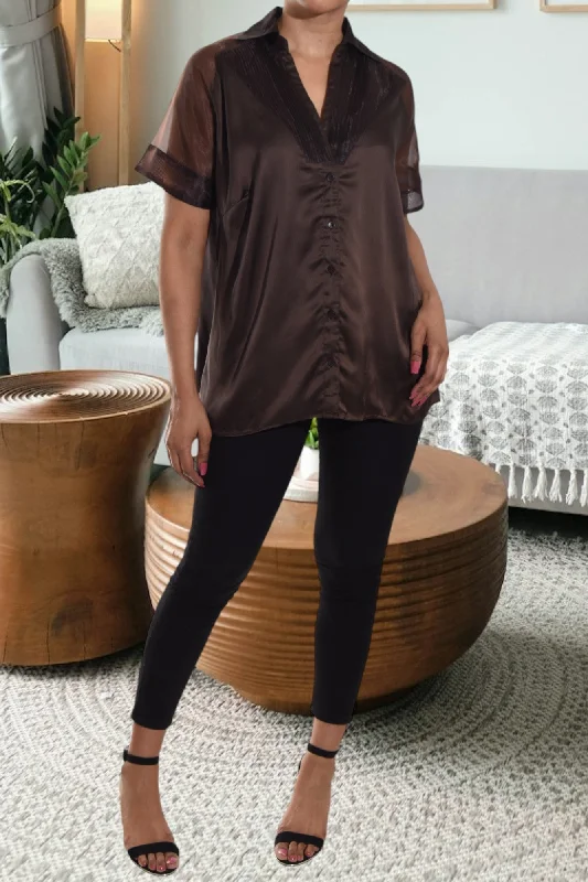 Chic Trend Collection Brown Satin Shirt
