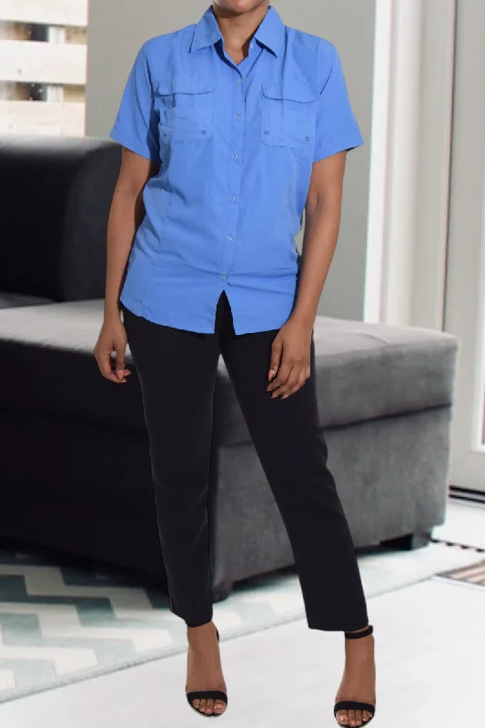 Clearance Event Ladies Blue Button Shirt