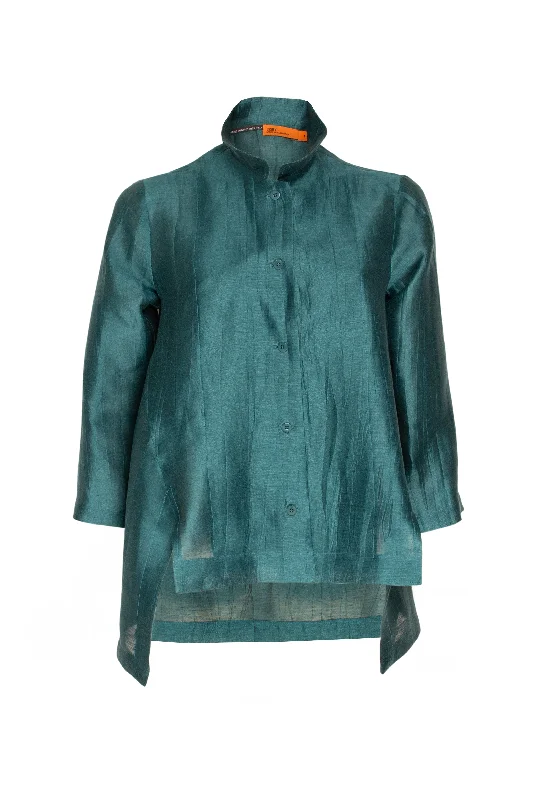 Special Offer Drop Hem Shirt - Teal Linen 9713