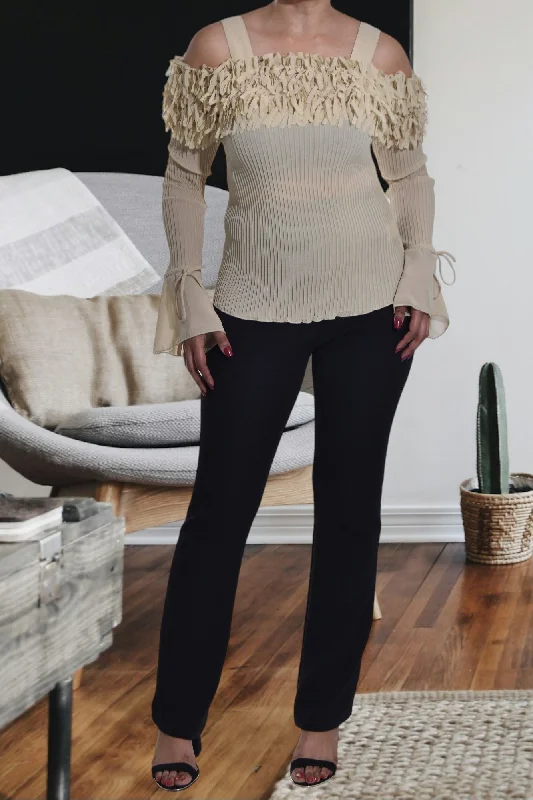Easy Elegance Sales Ladies Off  Shoulder Beige Top