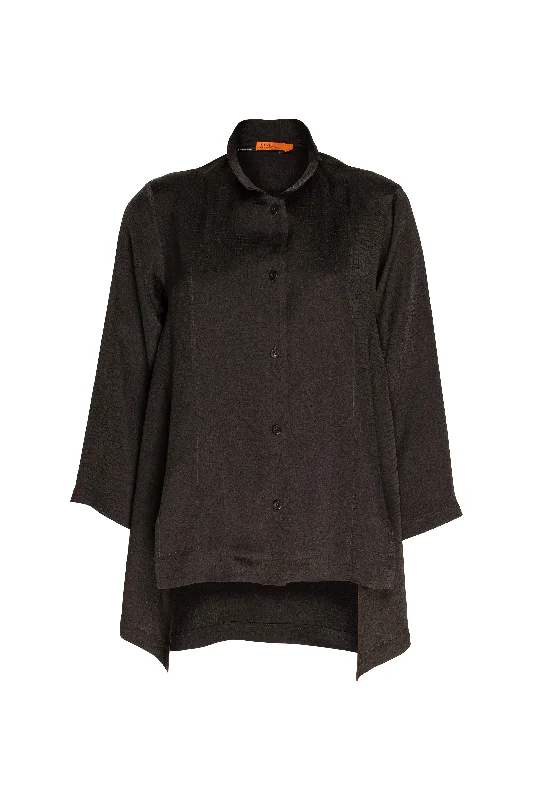 Urban Fashion Drop Hem Shirt - Black Viscoes 4613