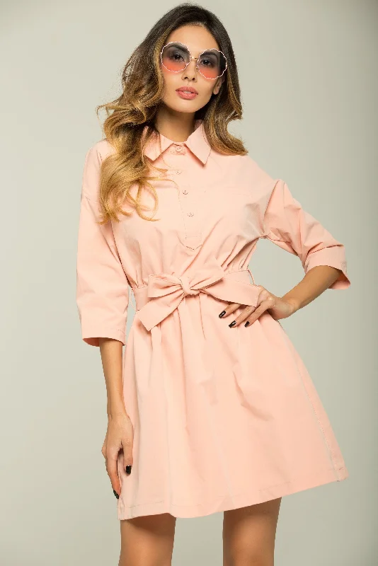Chic And Trendy Bubblegum Pink Shirt Dress